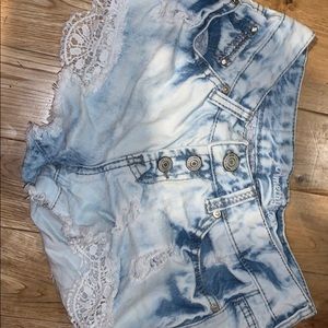 bleach tie dyed amethyst jean shorts